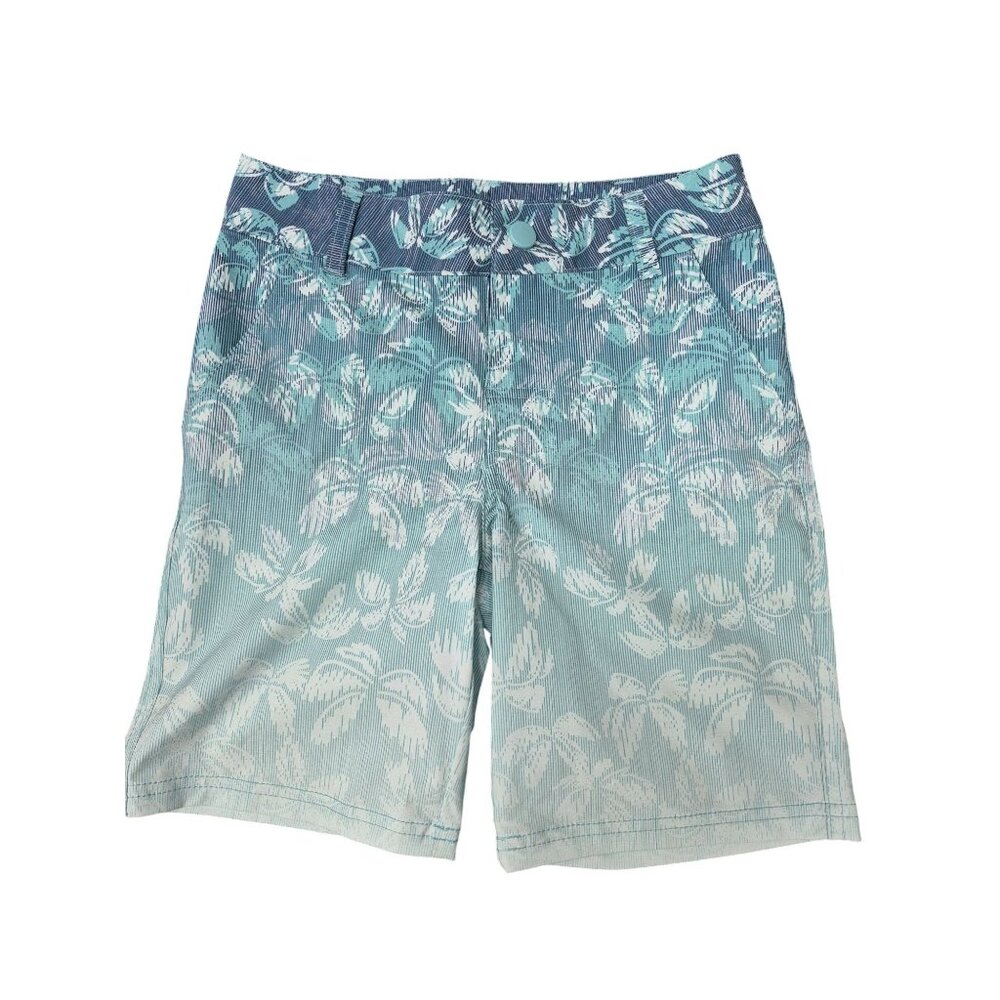 Art Class Boy's Tropical Print Shorts Size 8 Green & Blue Gradient Cotton Blend